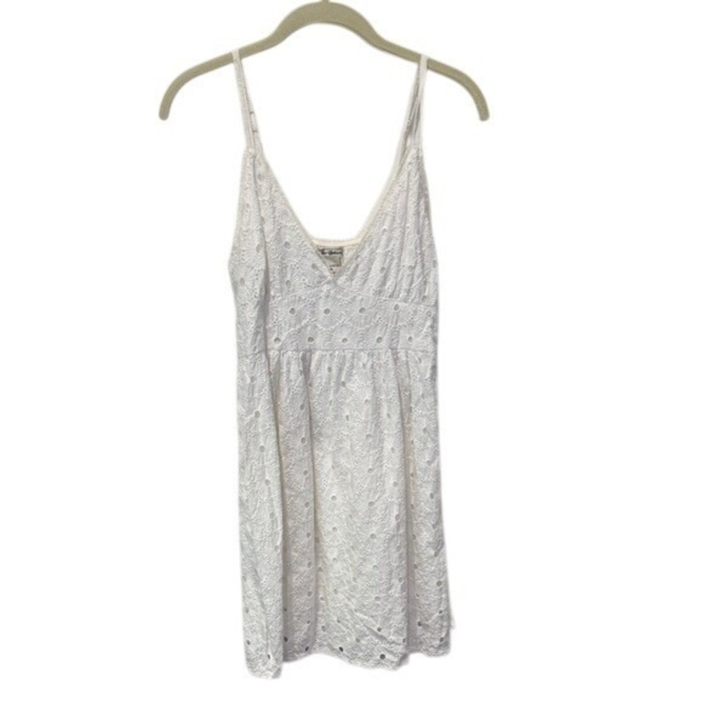 Cute Options White Eyelet Lace Mini Dress Sleeveless Summer‎ Casual Party